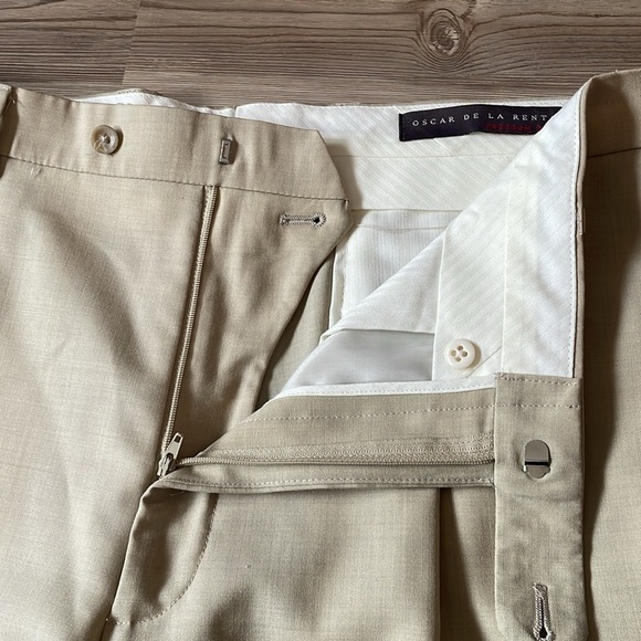Oscar De La Renta Freedom suit pants Tan Pleated Cuffed Lightweight Mens 35 X 32 - Picture 2 of 11